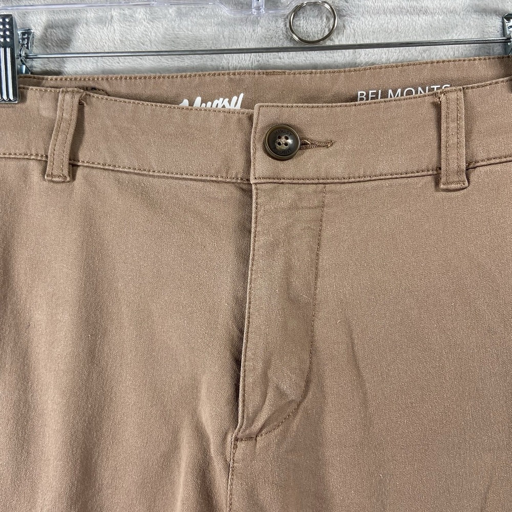 Mugsy Pants men's 34x29 Belmonts Chino Brown Classic Fit Stretch Flat Front - Picture 3 of 15